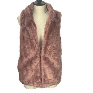 Love Tree Woman's Rose Pink Faux Fur Vest‎ Jacket Size Large